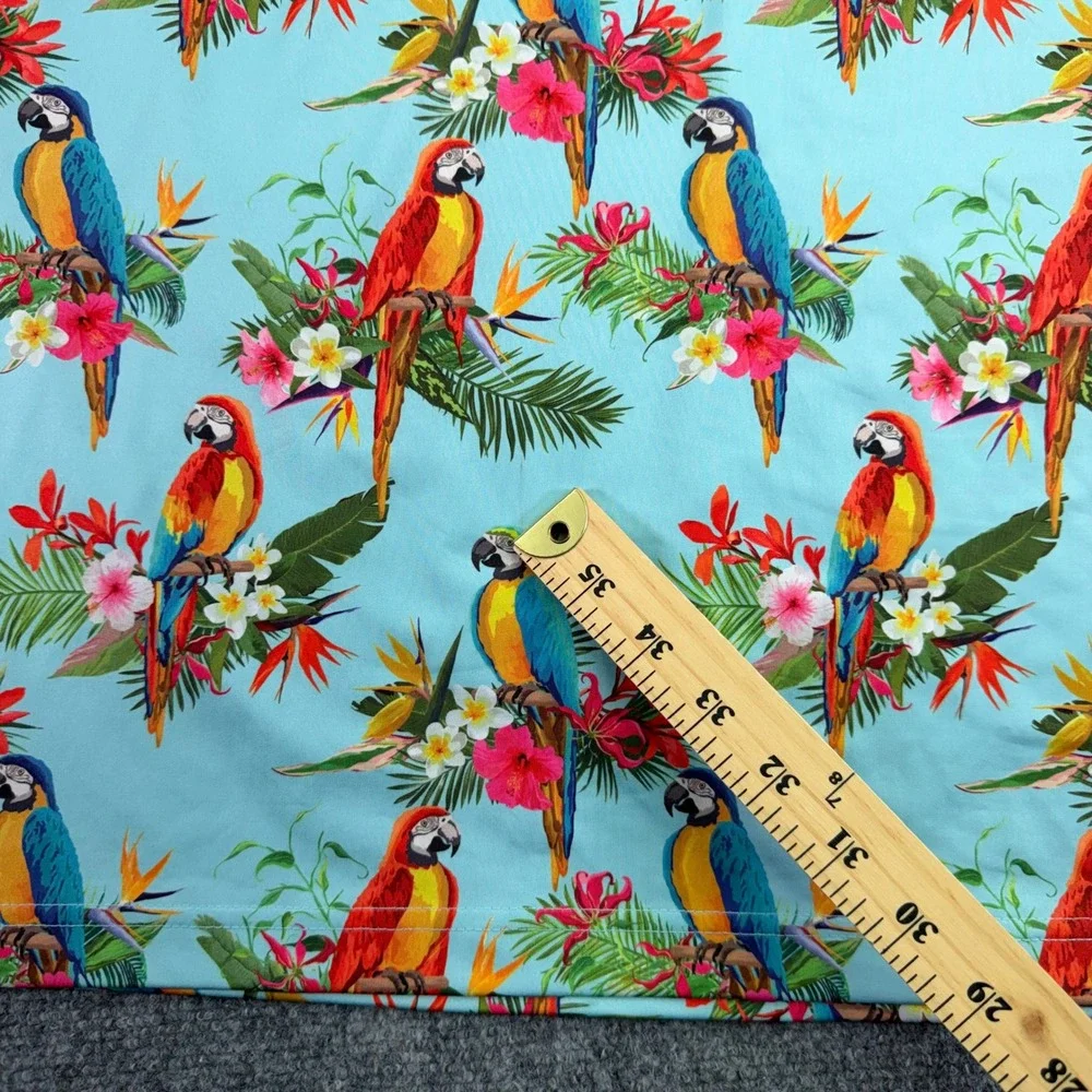 Waggle Polo Shirt Mens Medium Hawaiian Parrot Floral Print Performance Golf - Picture 3 of 8
